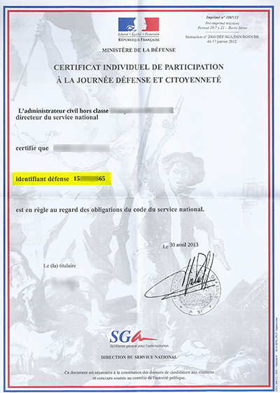 Certificat JDC