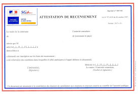 Attestation de recensement specimen